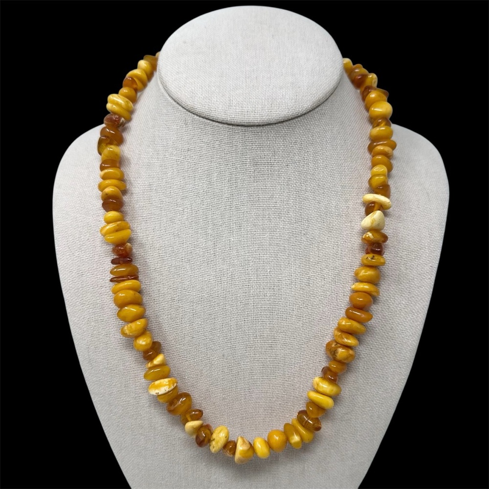 Baltic Amber Butterscotch Egg Yolk Honey Mix Vintage Nugget Necklace